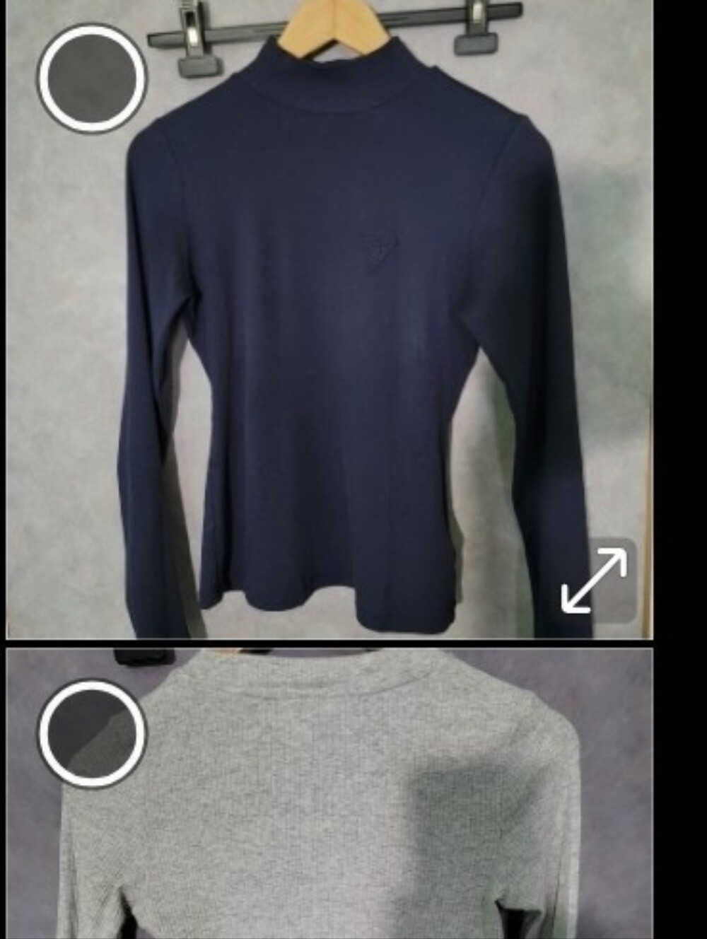 Guess And Zara Classic Crewneck Top - Navy & Light Gray